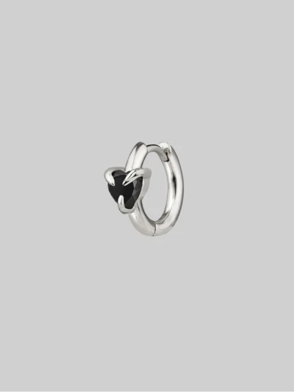 Regal Rose black heart huggie hoop earring